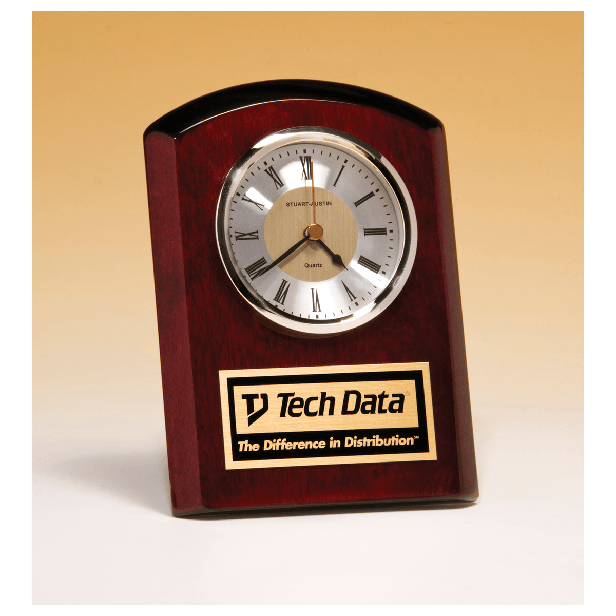 Rosewood piano finish clock with diamond spun dial and three hand movement