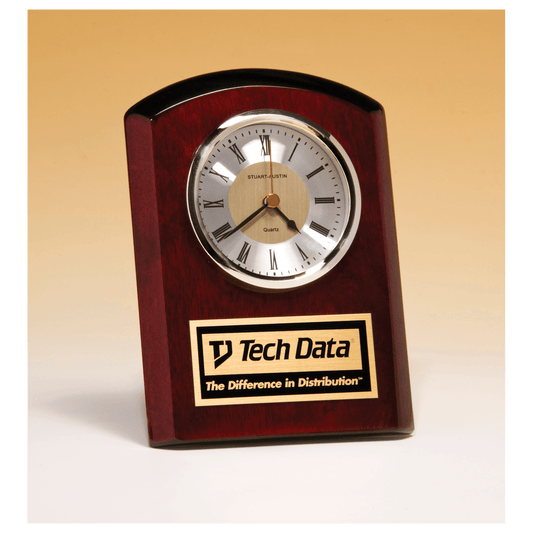 Rosewood piano finish clock with diamond spun dial and three hand movement