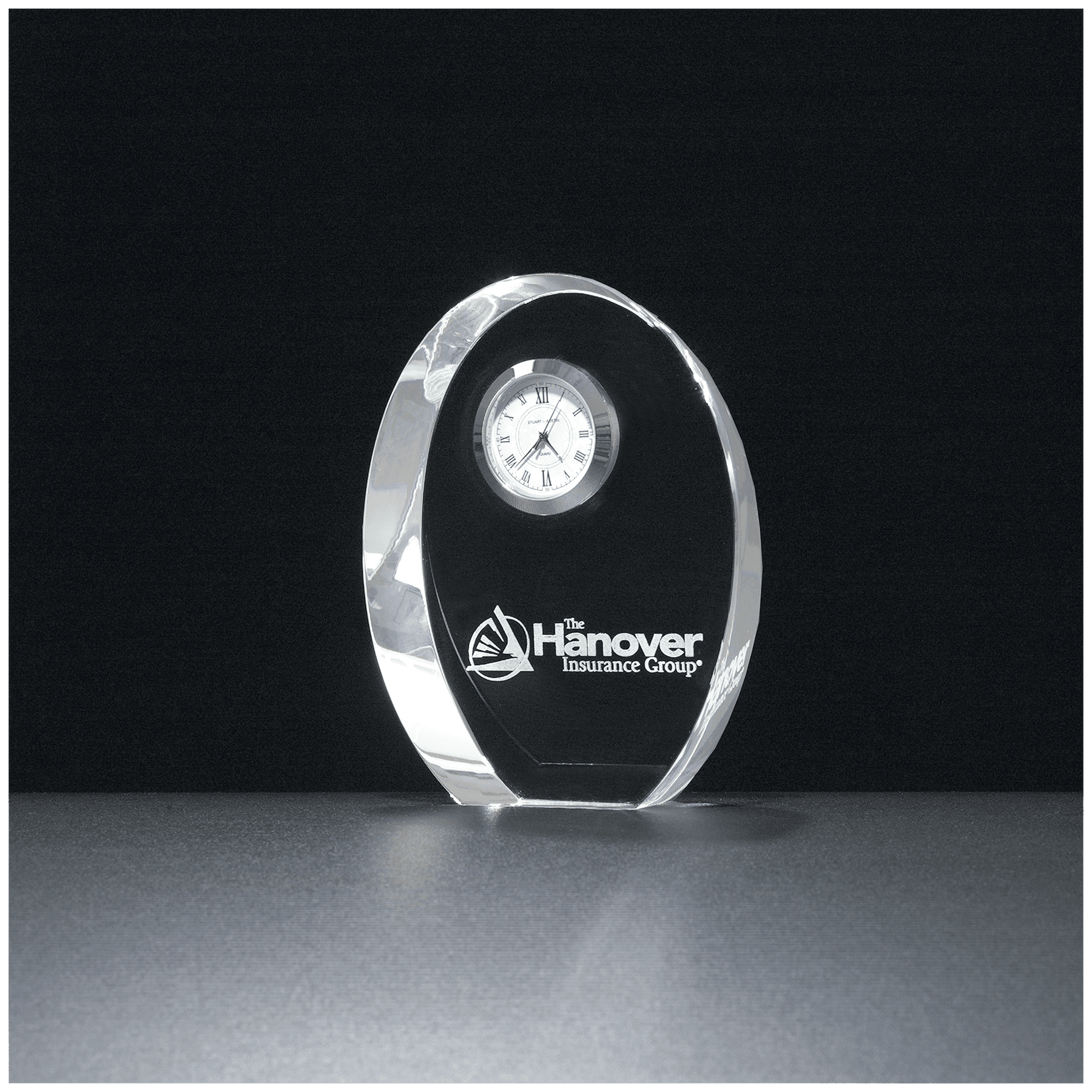 1 1/4 inch thick beveled crystal desk clock