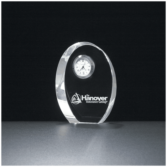 1 1/4 inch thick beveled crystal desk clock