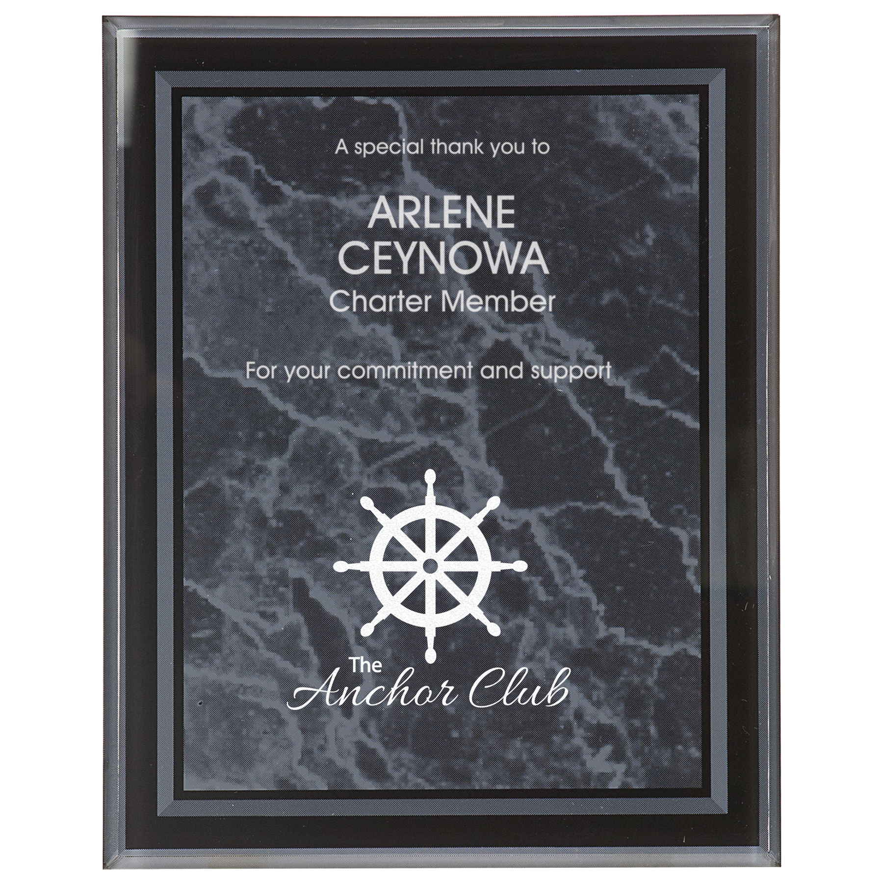 Black 7" x 9" Marble Border -Plaq Acrylic
