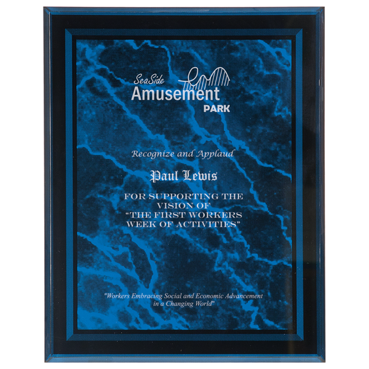 Blue 7" x 9" Marble Border -Plaq Acrylic