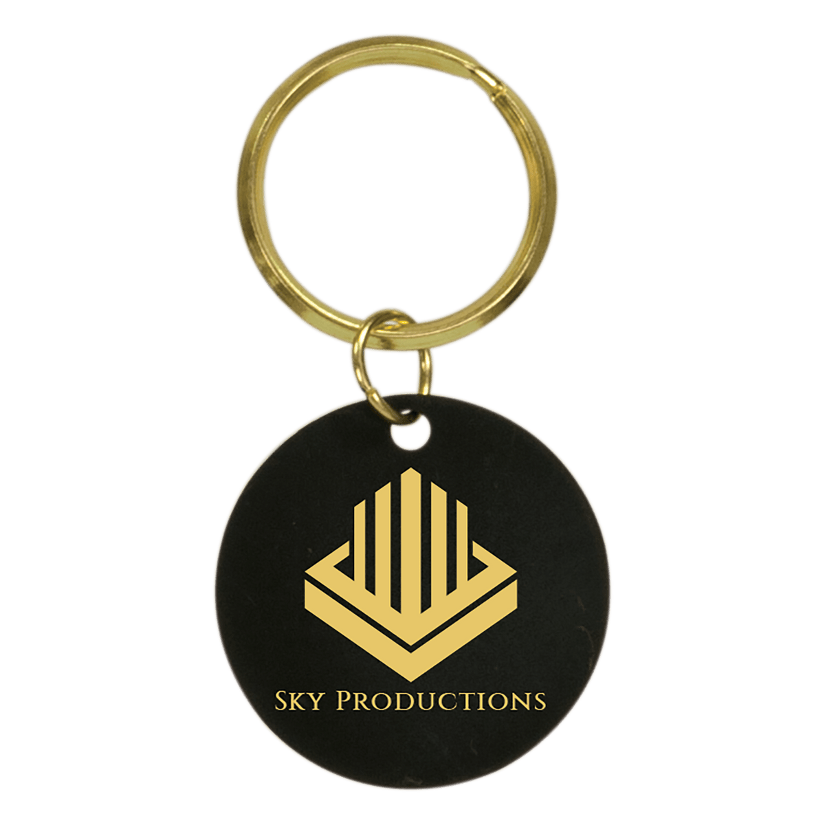 Personalized black brass circle keychain