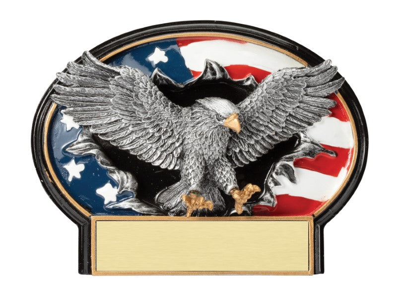 Sculpted eagle bursting through a resin plate