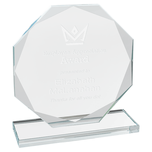 6" Octagon Clear Glass Award
