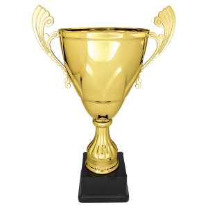 Gold loving cup with wing handles on a base