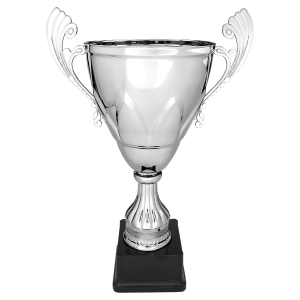 Silver loving cup with wing handles on a base