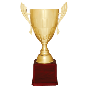 Gold grand victory cup on a base