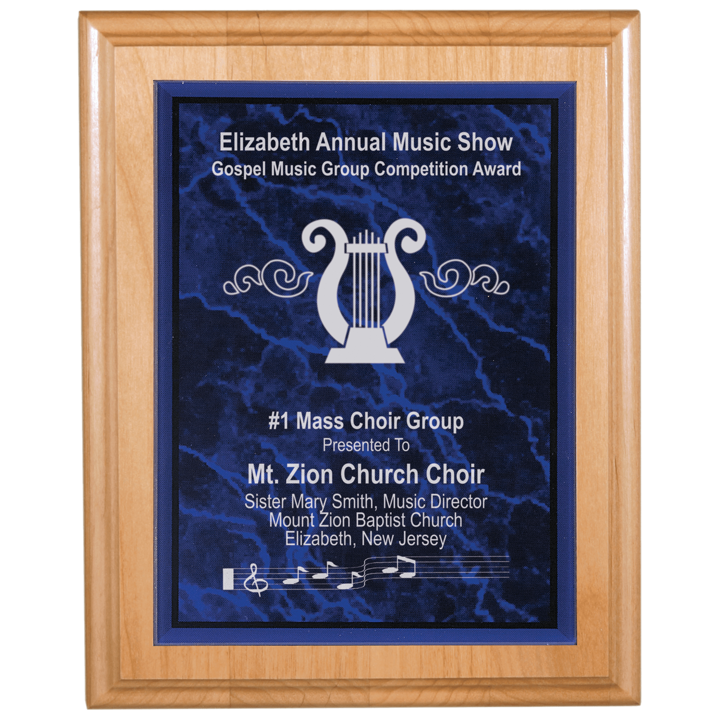 Small Genuine Red Alder Plaque with Purple Marble Acrylic Plaque Plate