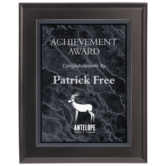Medium Solid Matte Black Plaque with Black Marble Acrylic Plaque Plate