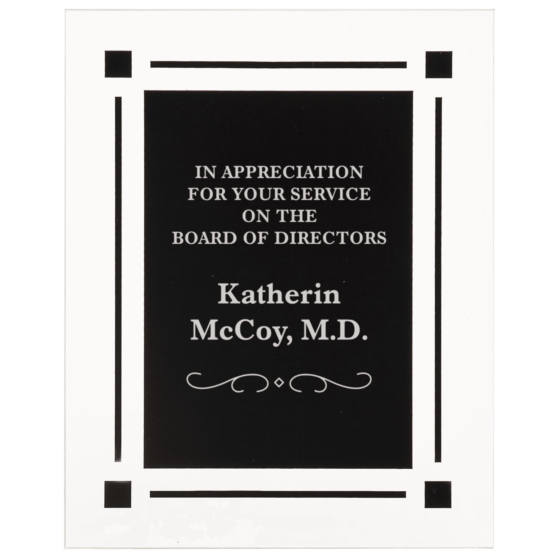 7" x 9" Solid Black Acrylic Clear Plaq