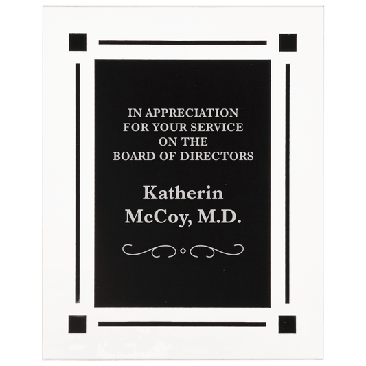 7" x 9" Solid Black Acrylic Clear Plaq