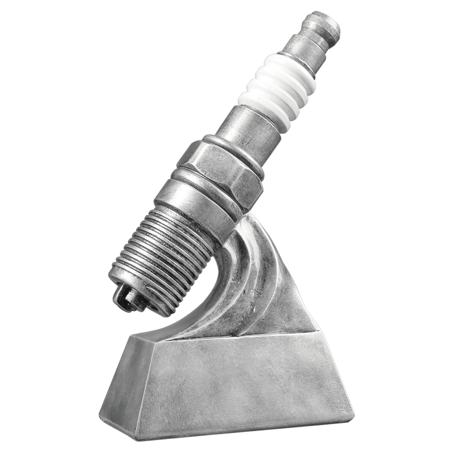 8" Spark Plug Car Show resin trophy in antique silver