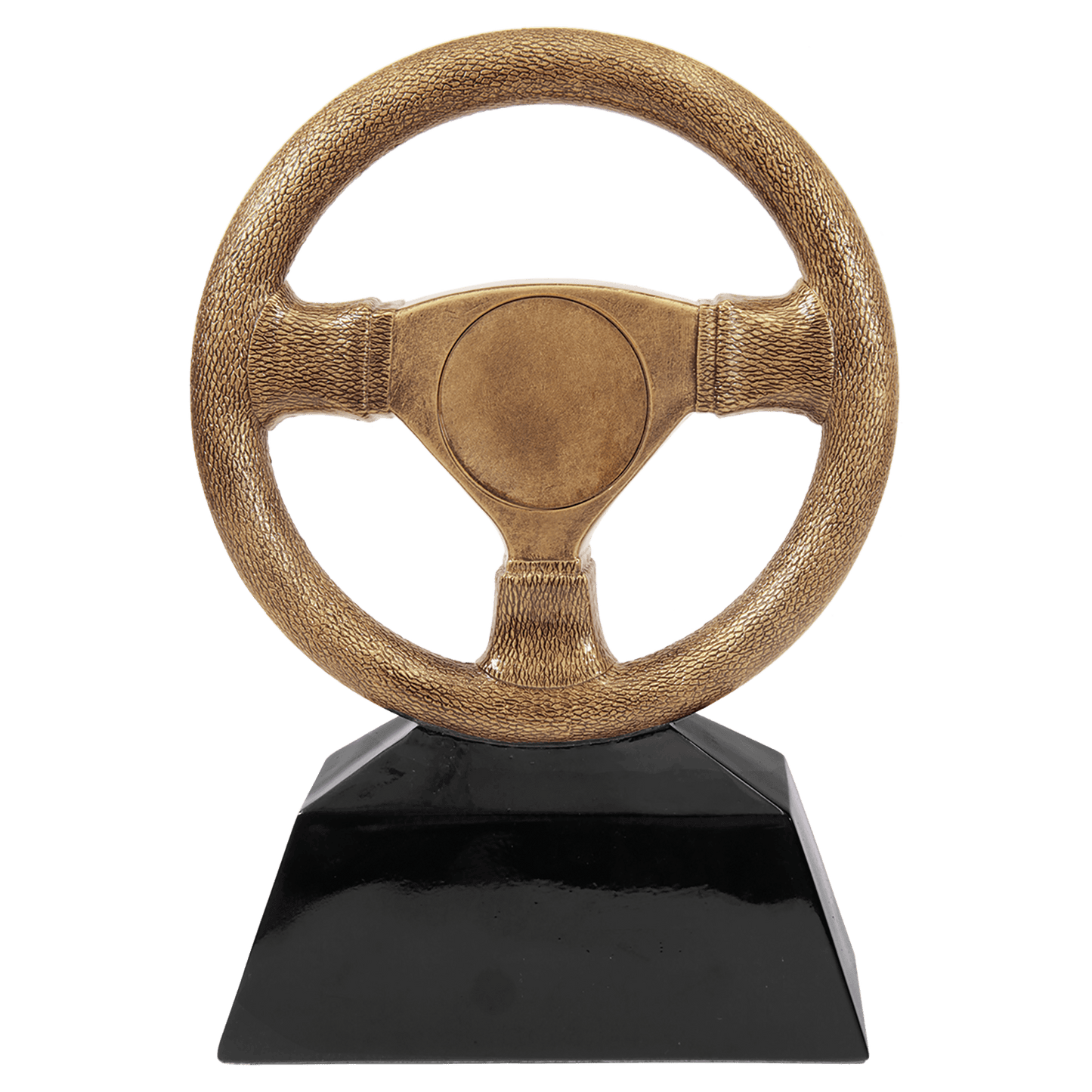 10" Antique Gold Steering Wheel resin trophy with 2 inch insert area
