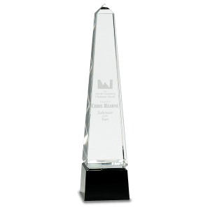 Obelisk Crystal on Black Pedestal Base