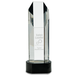Octagon Slant-Top Crystal on Black Pedestal Base