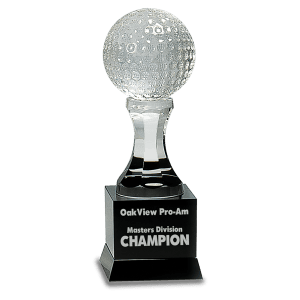 Crystal Golf Ball on a Black Pedestal