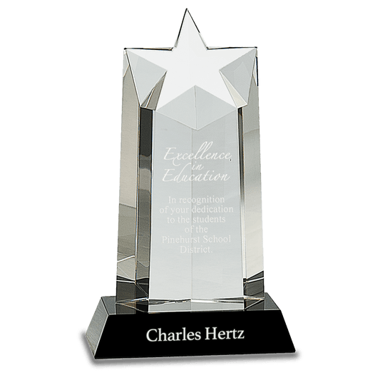 9 1/4" Crystal Star Column on Black Pedestal Base