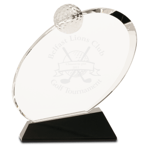 Crystal Golf Award on Black Crystal Base 6"
