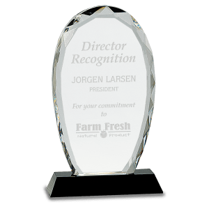 Oval Facet Crystal on Black Pedestal Base