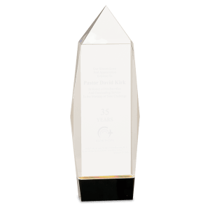 Clear Crystal Facet Rectangle on Black Base