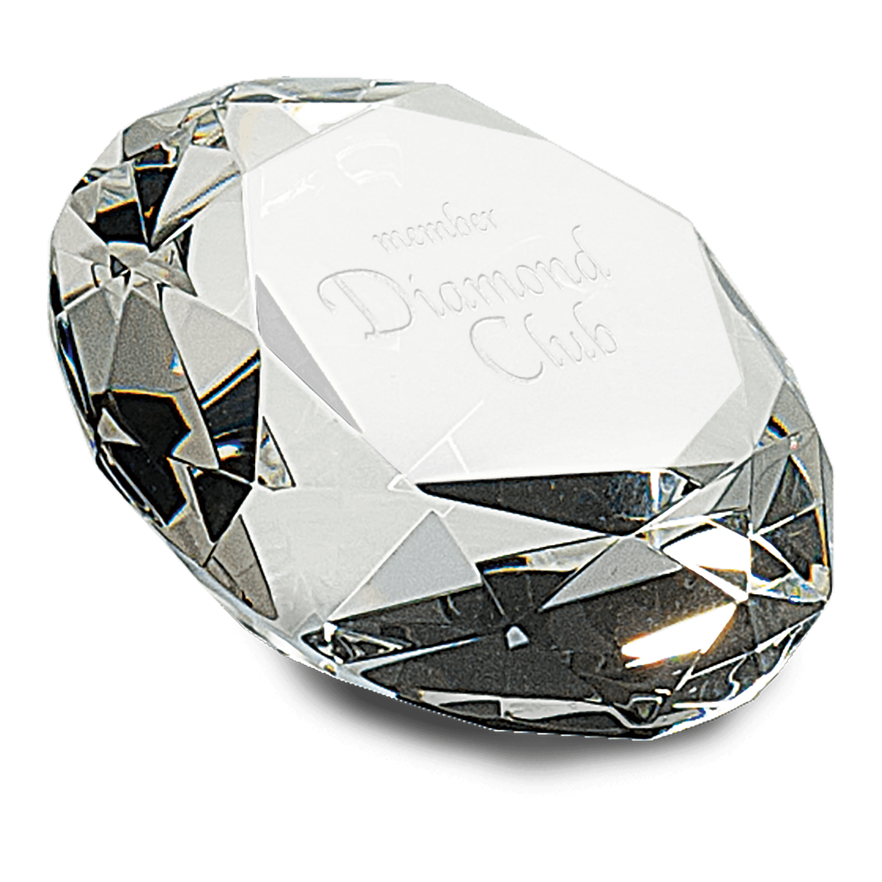 Clear Crystal Diamond, 4" Diameter — engravable optical crystal award