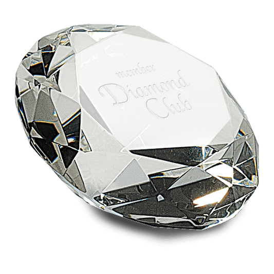 Clear Crystal Diamond, 4" Diameter — engravable optical crystal award