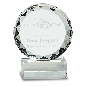Mini Round Facet Crystal on Black Pedestal Base