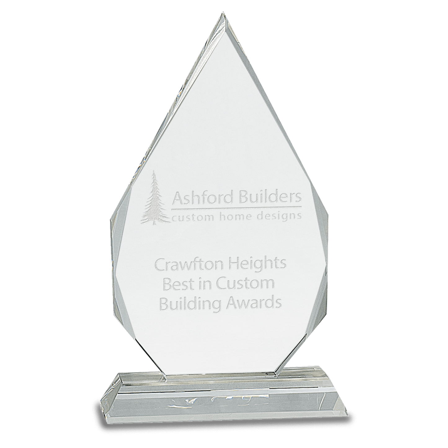 9" Crystal Diamond on Clear Pedestal Base — engravable optical crystal award