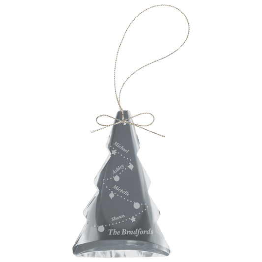 Personalized crystal tree ornament, custom engraved