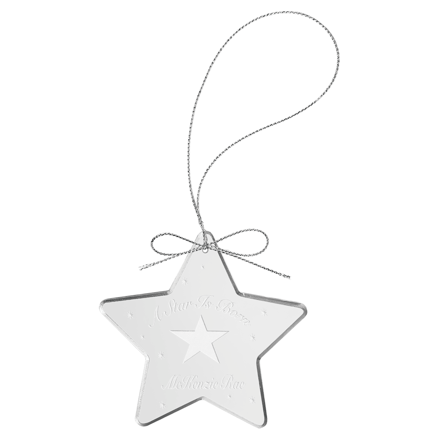 Personalized crystal star ornament, custom engraved
