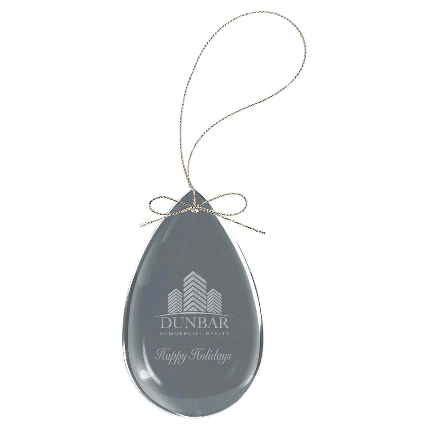 Personalized crystal teardrop ornament, custom engraved