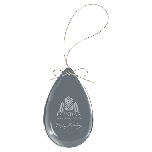 Personalized crystal teardrop ornament, custom engraved