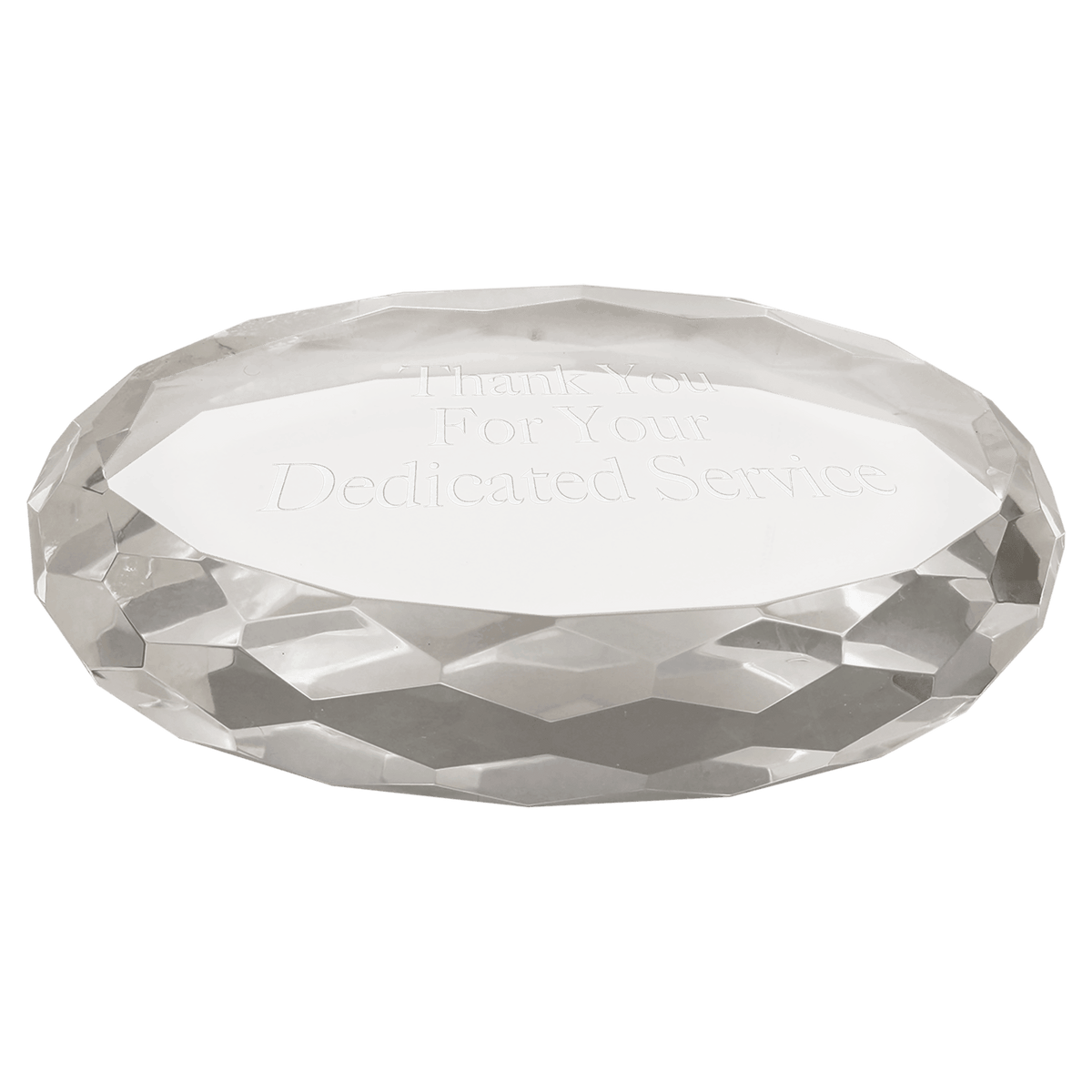 Personalized oval optic crystal paperweight