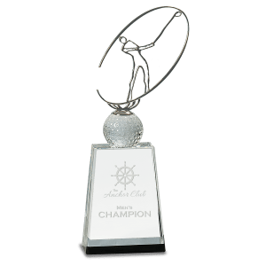 Crystal with Silver Metal Golfer Award 12"
