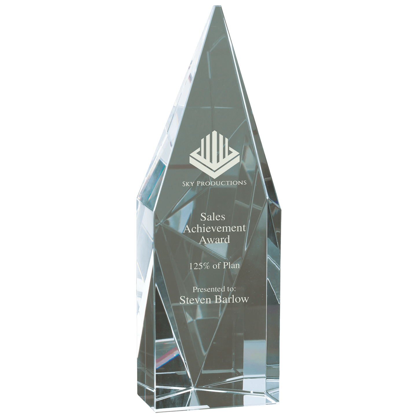 7 3/4" Crystal Diamond Tower — engravable optical crystal award