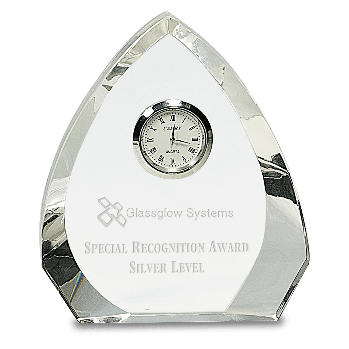 Personalized clear crystal arch desk clock