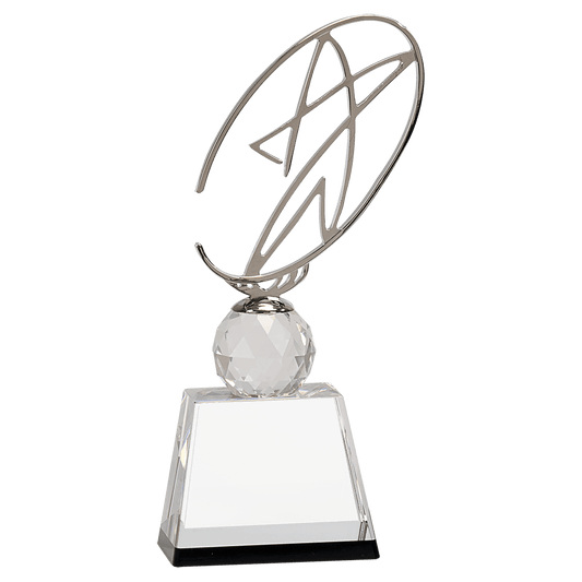 10" Clear/Black Crystal Award with Silver Metal Oval Star