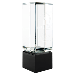 Clear Crystal Block on Black Crystal Base