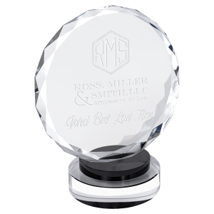 Round Facet Crystal on Black and Clear Round Base