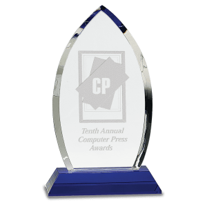 Crystal Oval on Blue Pedestal Base