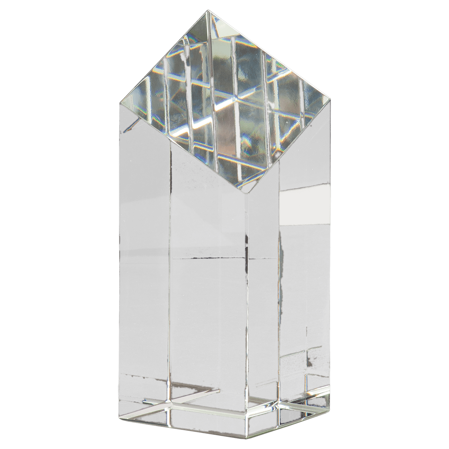 6" Crystal Diamond Top Pillar — engravable optical crystal award