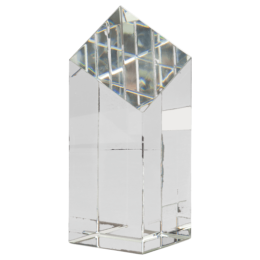 6" Crystal Diamond Top Pillar — engravable optical crystal award