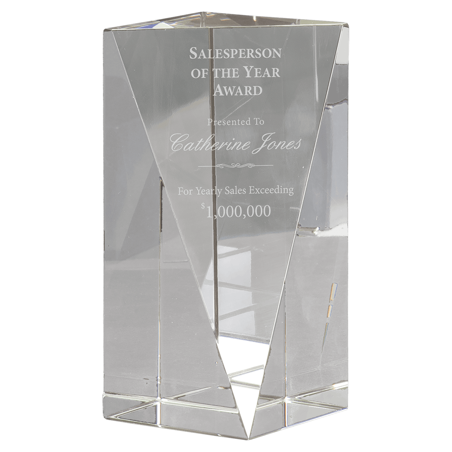 6" Crystal Triangle Front Pillar