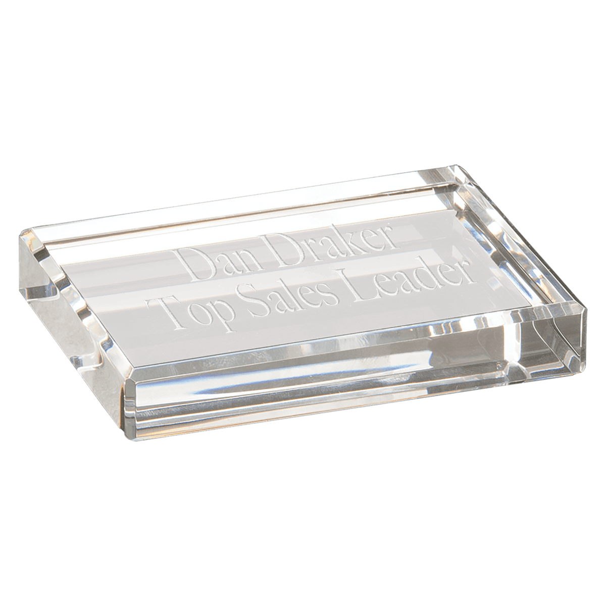 Personalized rectangle optic crystal paperweight