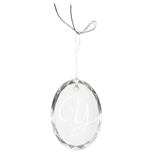 Crystal oval ornament with engraving