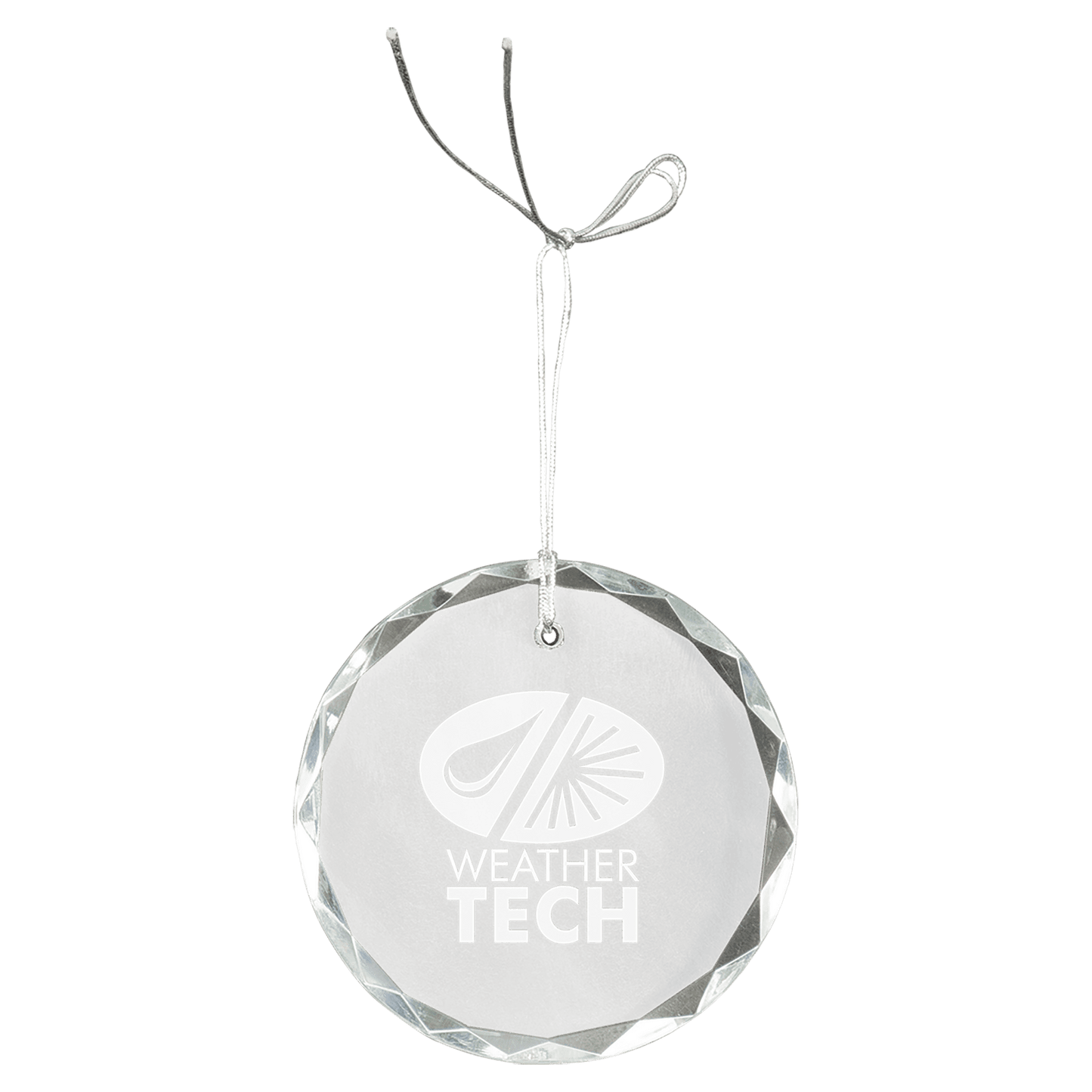 Round crystal ornament with logo
