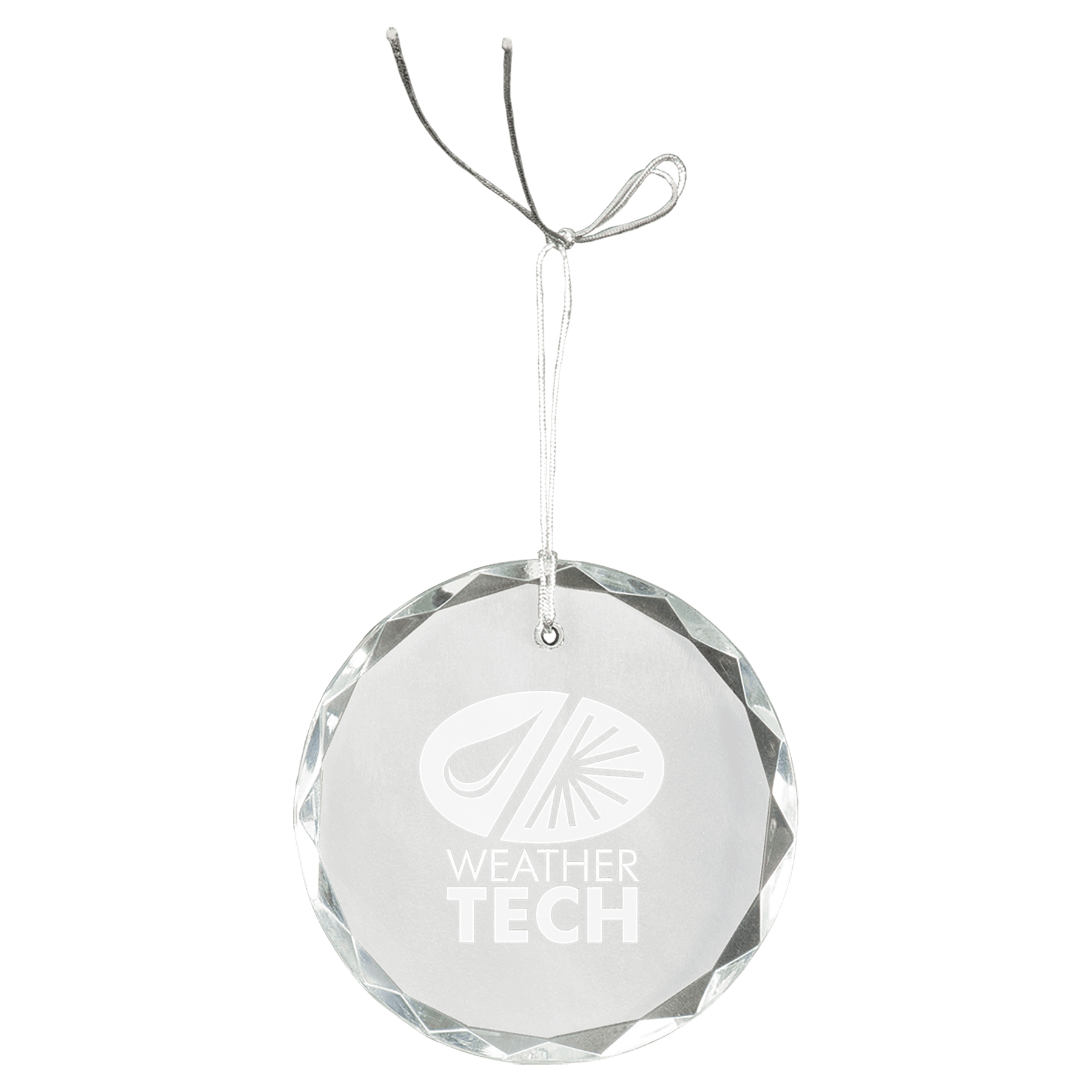 Round crystal ornament with logo