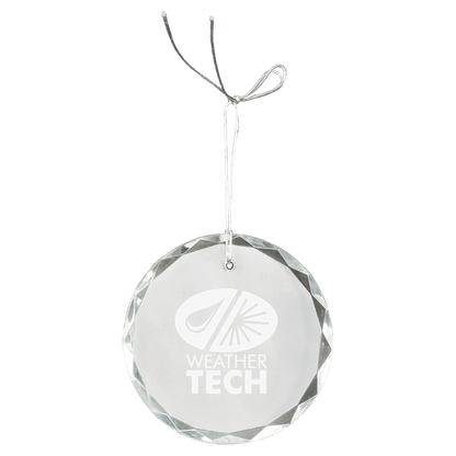 Round crystal ornament with logo