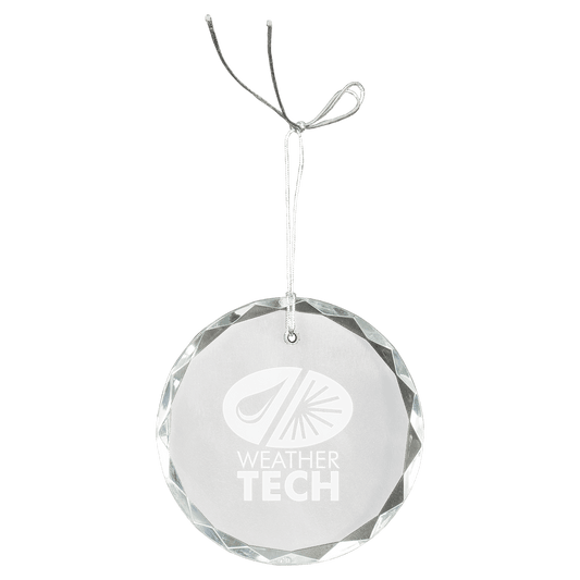 Round crystal ornament with logo